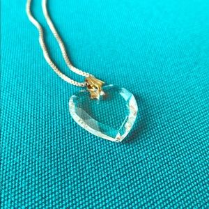 Heart Shaped Crystal and Gold Pendant Necklace